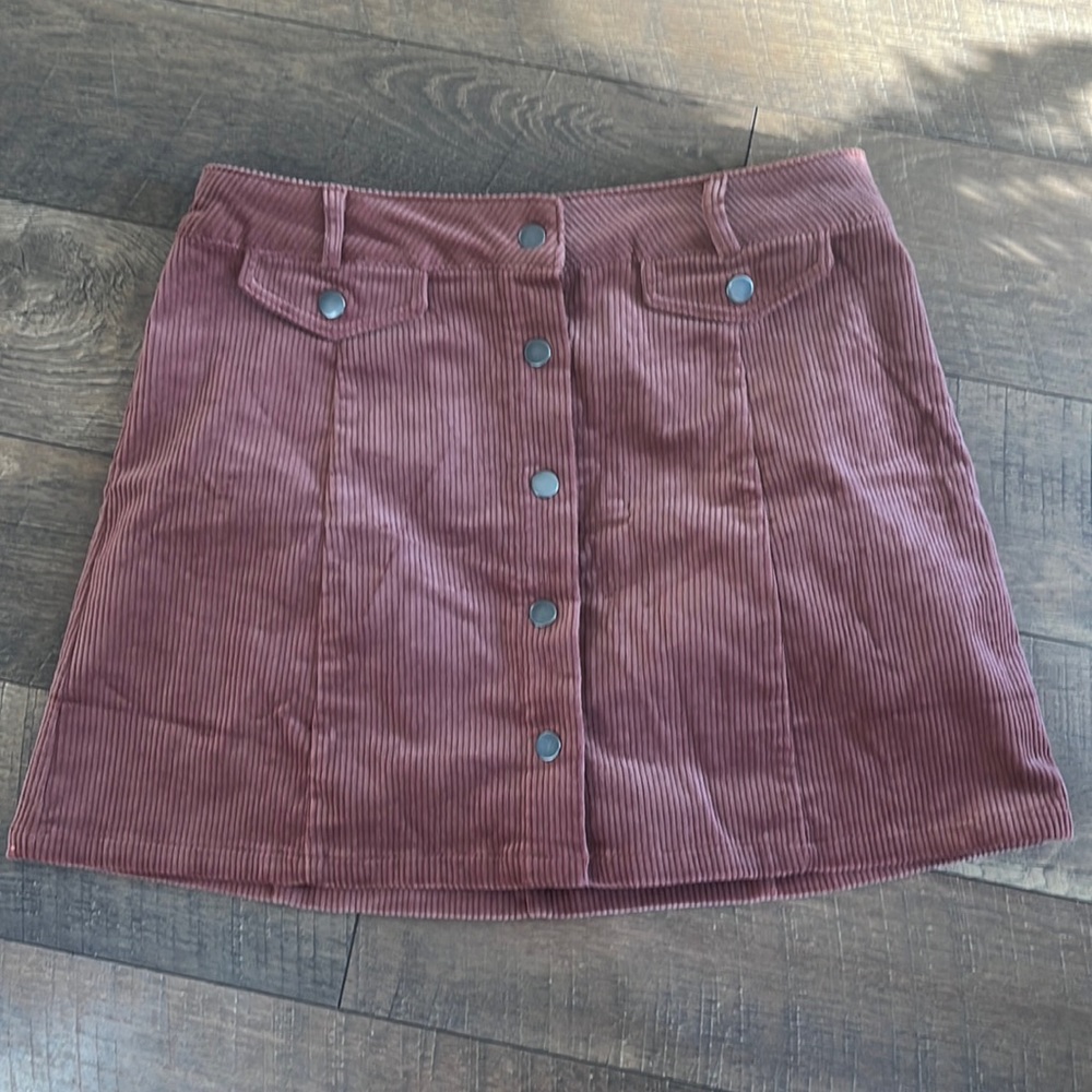 Coral/rusty Corduroy Mini Skirt